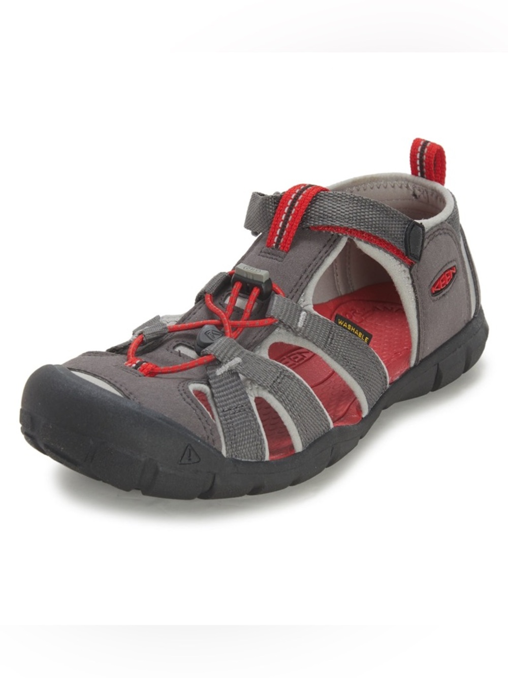 KEEN Seacamp II CNX Waterproof Sandals In Magnet/Racing Red. Girl’s 5.